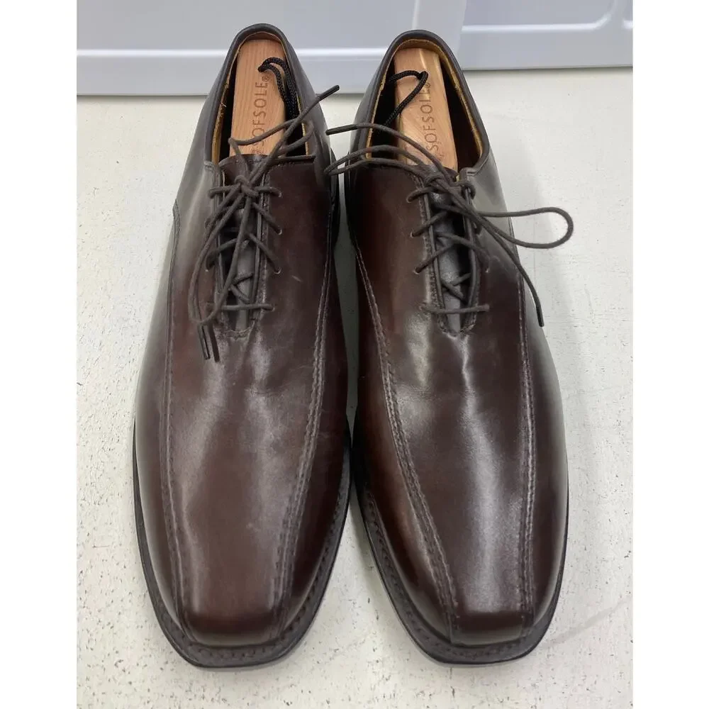 Men Allen Edmonds Saxon USA brown leather Oxford dress shoes, 9.5C